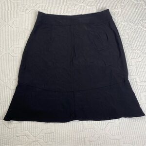 Babette Black Flared Hem Knee Length Skirt Size Small Made In USA Triacetate